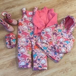 Pink Dinosaur Snow Set